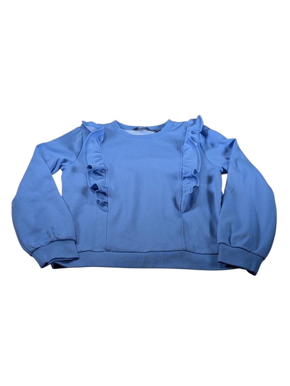 Lands' End Girls Blue Long Sleeve Cozy Ruffle Sweatshirt Top Size XL Plus